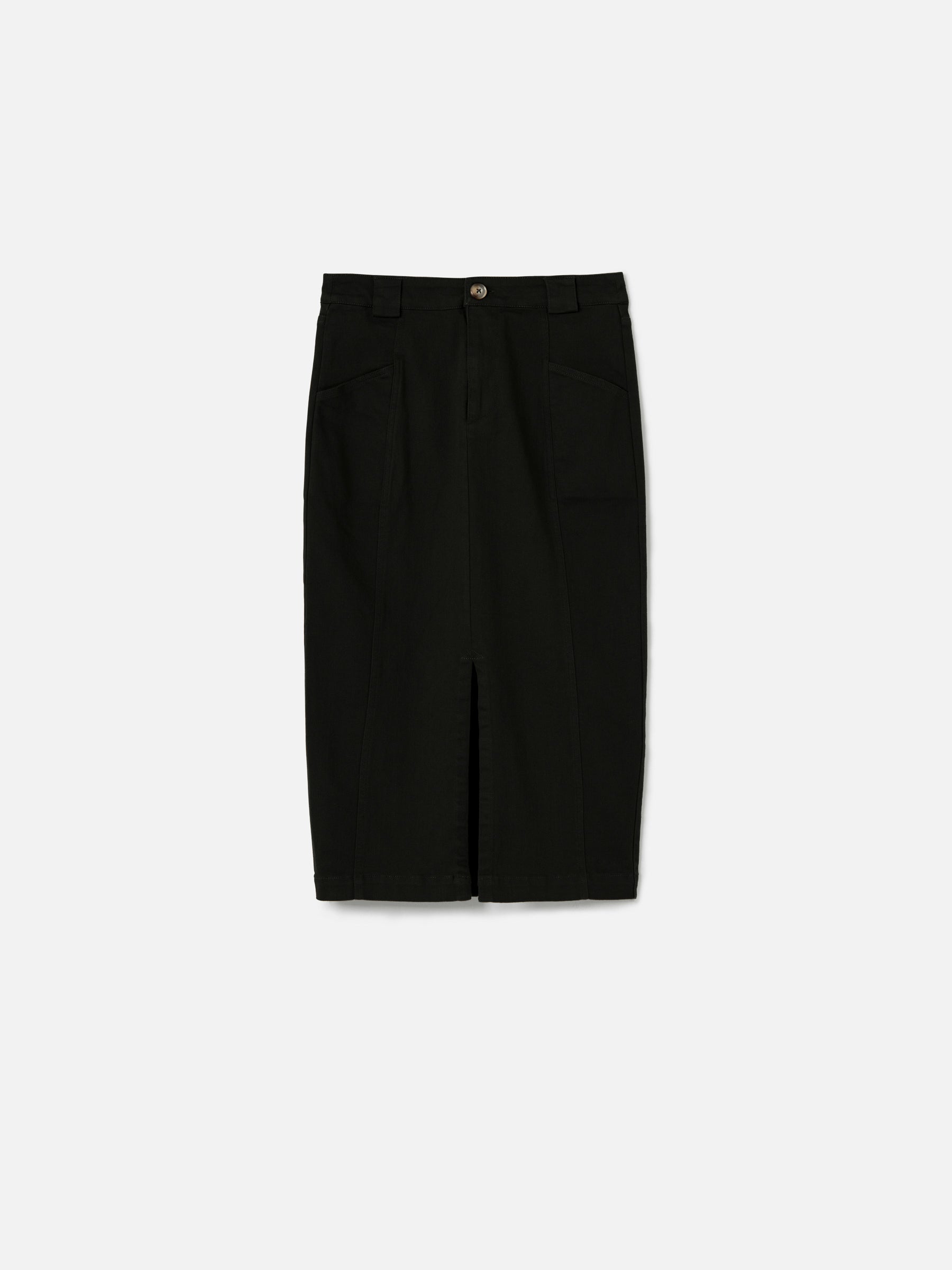 Bottoms - M&L THE LABEL - Cotton Twill Ira Pencil Midi Skirt - PLENTY