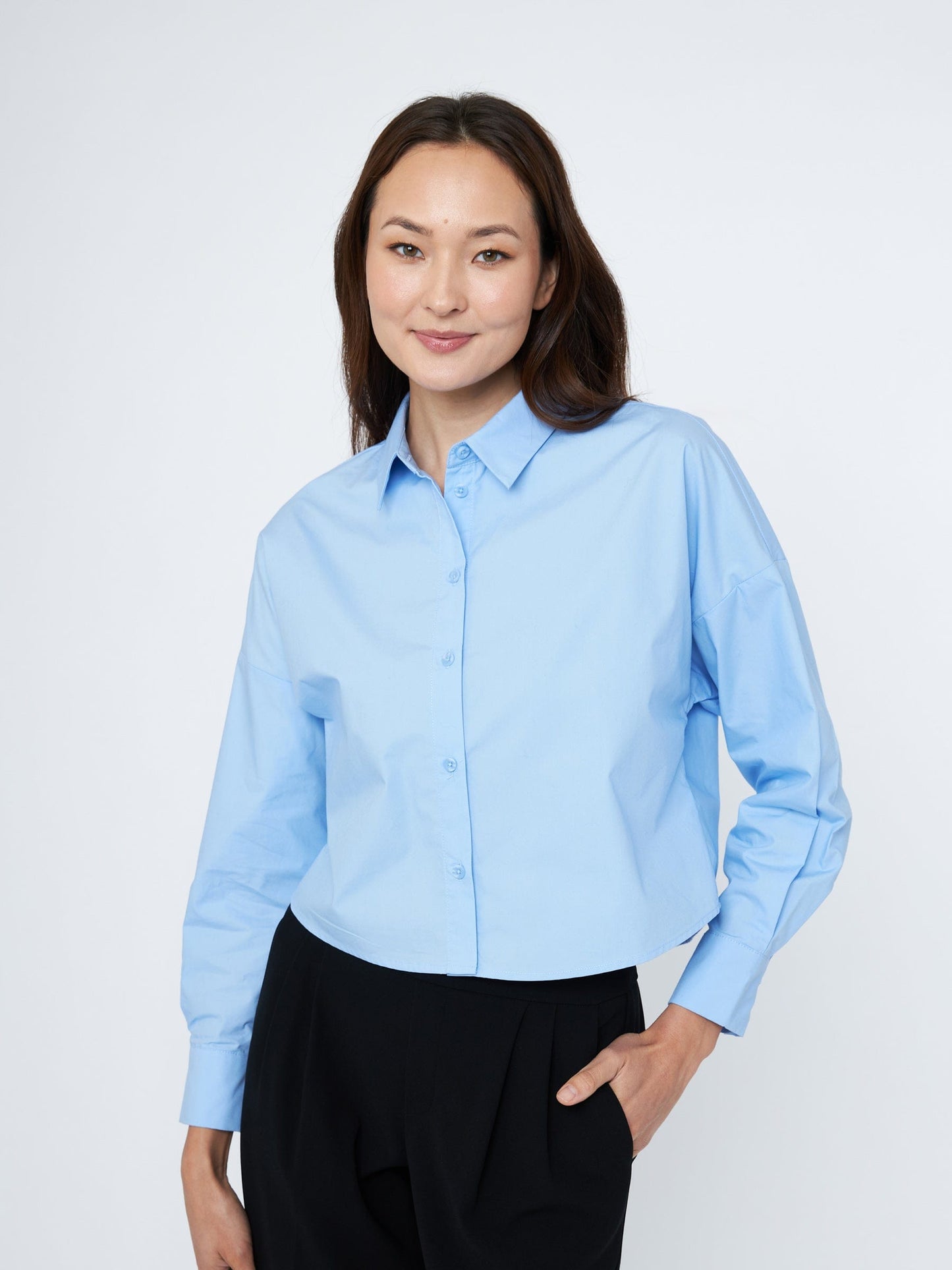 M&L THE LABEL tops Blue / XXS Saul Cropped Shirt