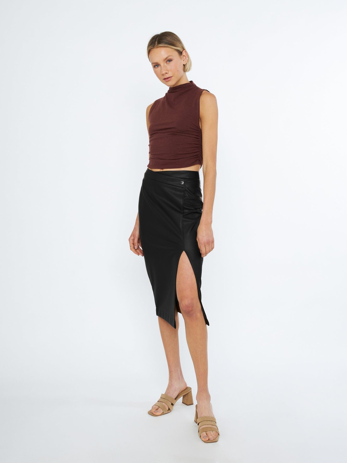 Monk & Lou bottoms Black / 0 Seluna Wrap Midi Skirt