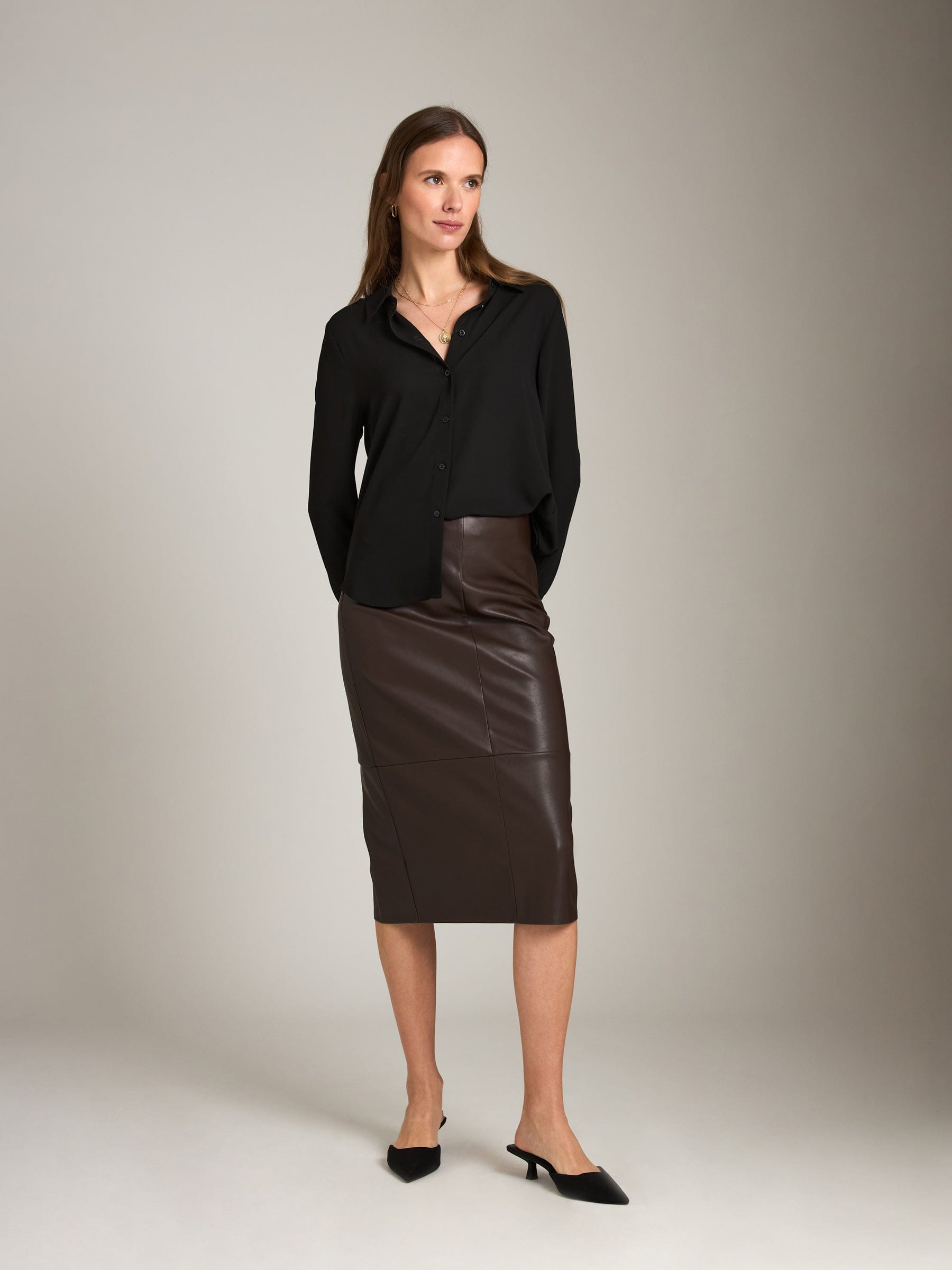 Monk & Lou bottoms Butter Pleather Sadie Seamed Pencil Skirt