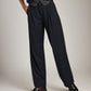 Monk & Lou BOTTOMS Ink / 00 Pinstripe Jullian Pleated Wide Trouser