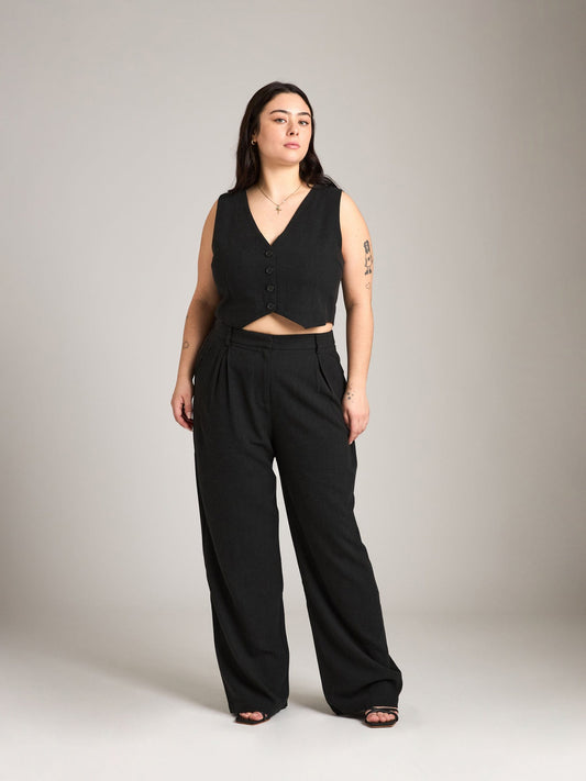 Bottoms - Monk & Lou - Linen Blend Jayda Pleated Pants - PLENTY