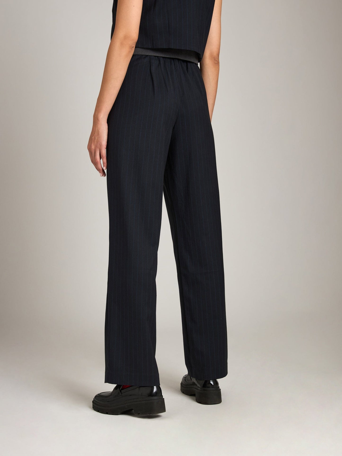 Monk & Lou BOTTOMS Pinstripe Jullian Pleated Wide Trouser