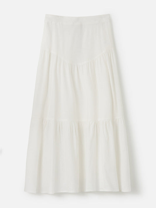 MONK & LOU BOTTOMS White / 2XS Luca Tiered Maxi Skirt