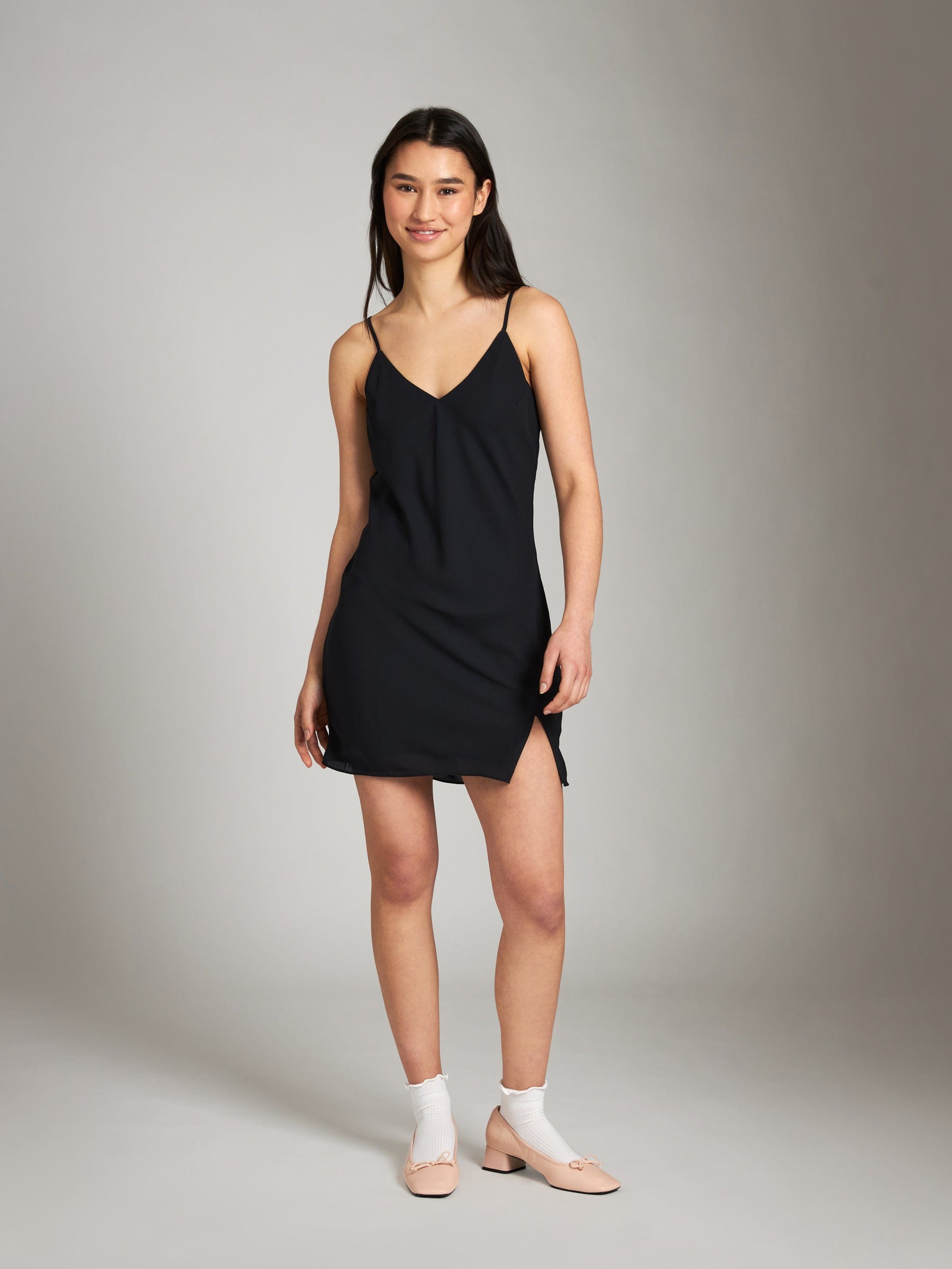 Dresses - Monk & Lou - Dobby Roxanne Slit Short Dress - PLENTY