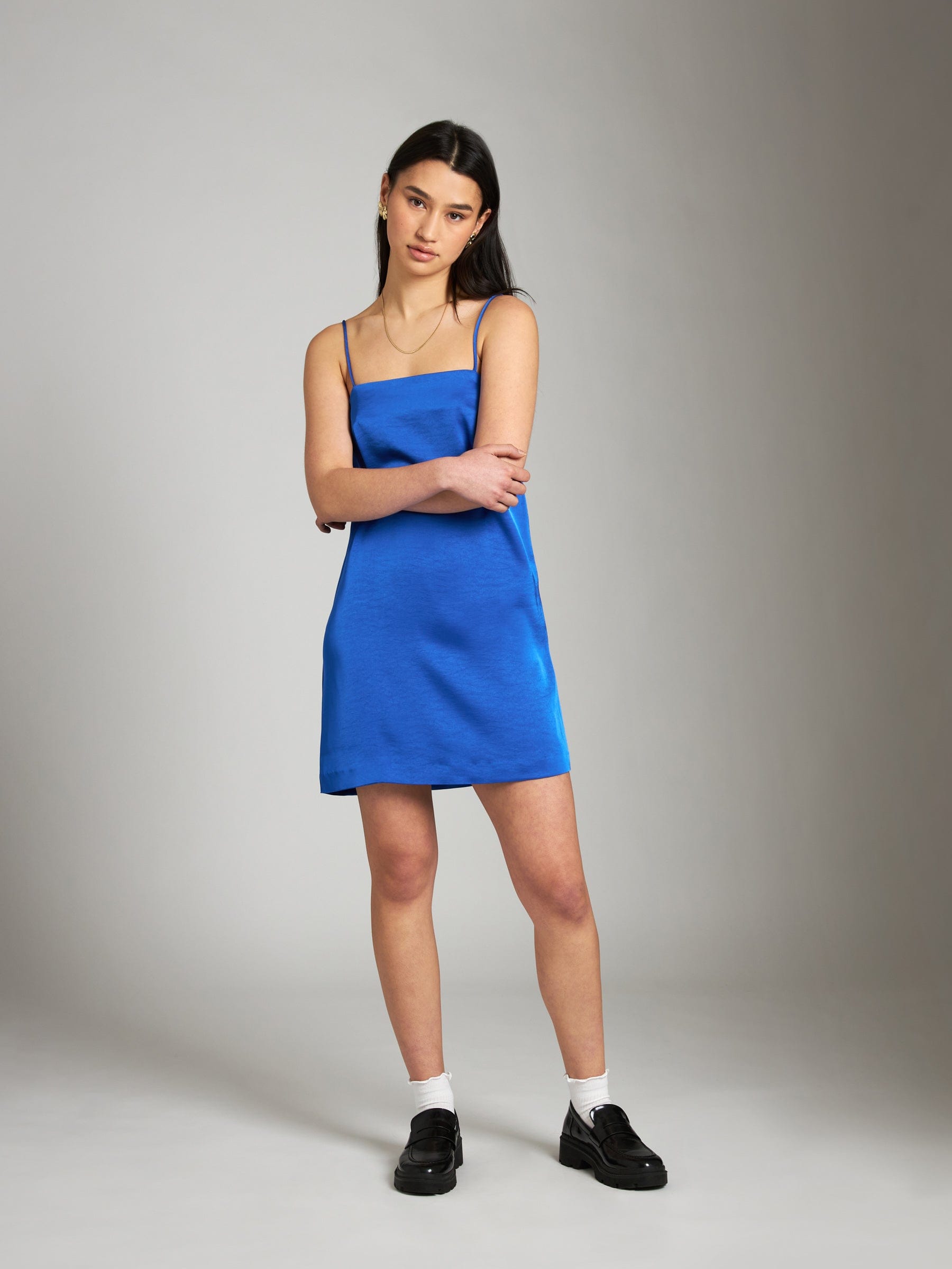 Monk & Lou Dresses Cobalt / 2XS Satin Kristel Dress