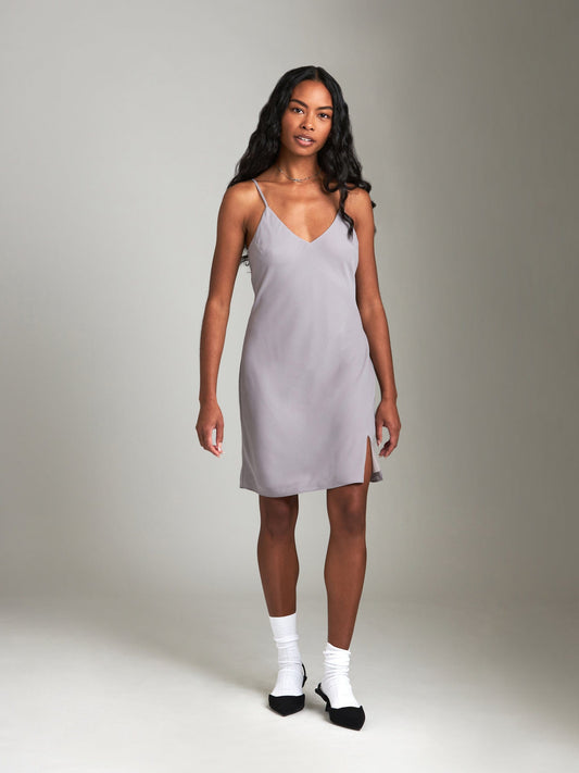 Dresses - Monk & Lou - Dobby Roxanne Slit Short Dress - PLENTY