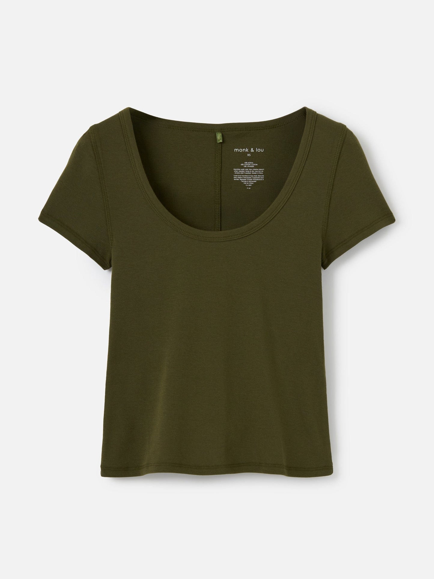 MONK & LOU SHORT SLEEVE SHIRTS Mocha Olive / 2XS Starla Scoop Neck Tee