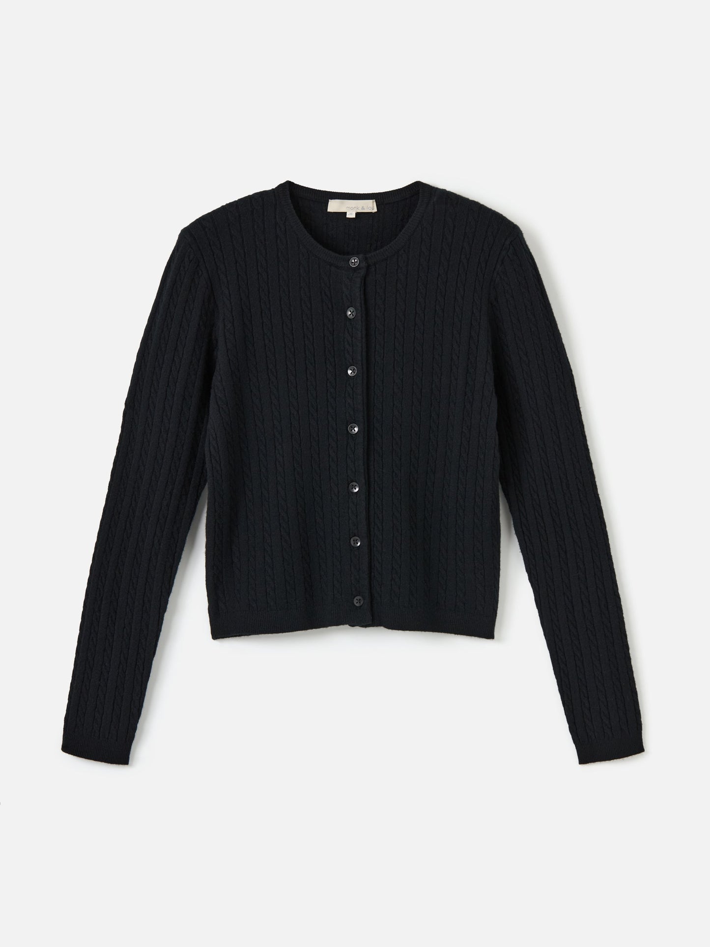 Monk & Lou sweater Black / 2XS Cable Rib Raquel Crew Neck Cardi