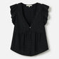 Monk & Lou TOPS Black / 2XS Claris Waterfall Sleeve Blouse