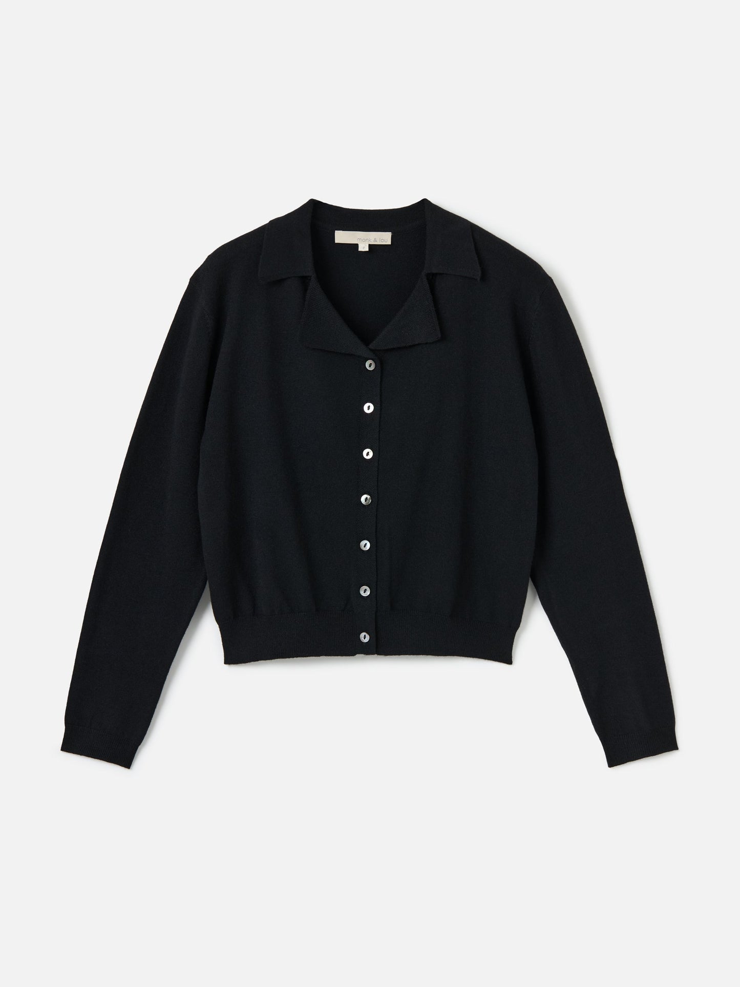 Monk & Lou Sweater Black / 2XS Merino Blend Paige Polo Cardigan