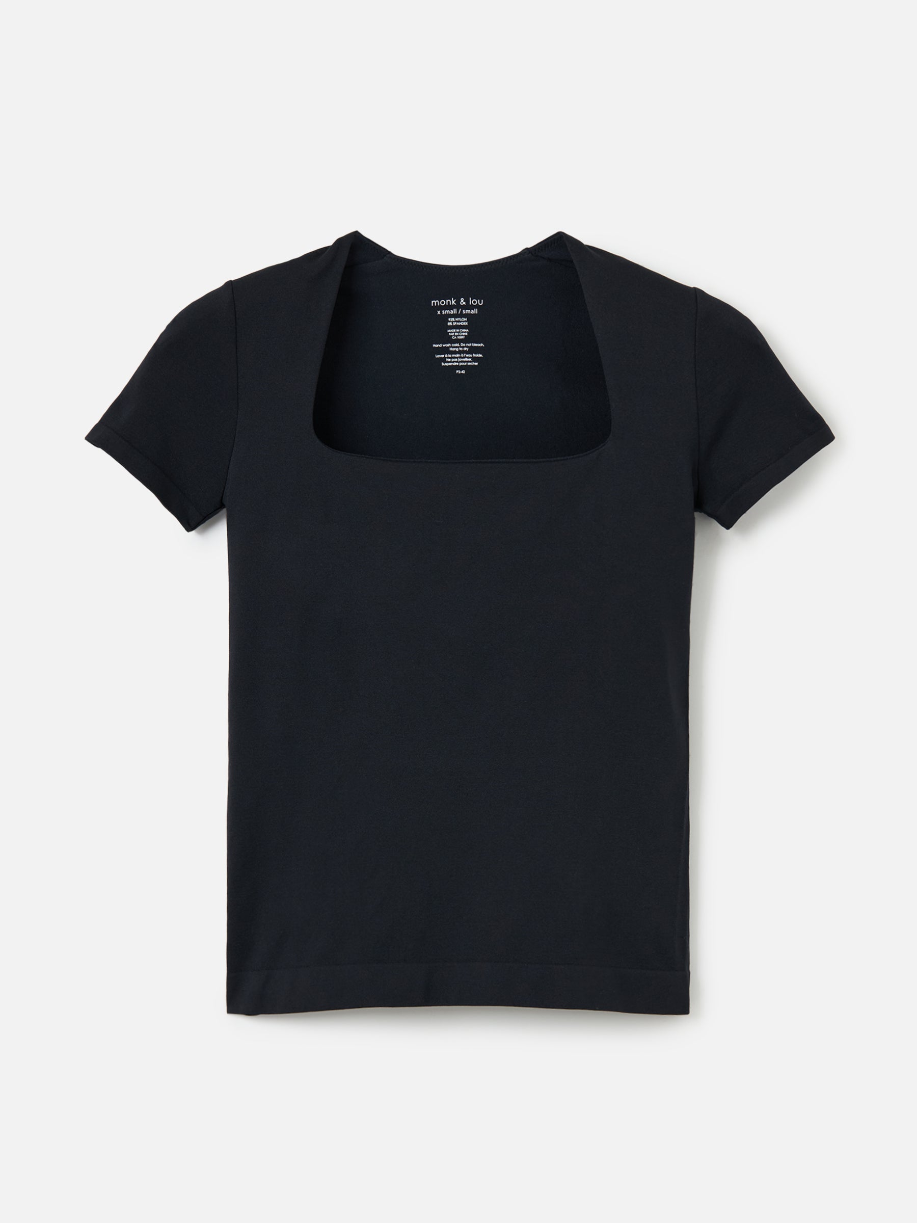 Monk & Lou TOPS Black / XS/S Seamless Carina Square Neck Baby Tee