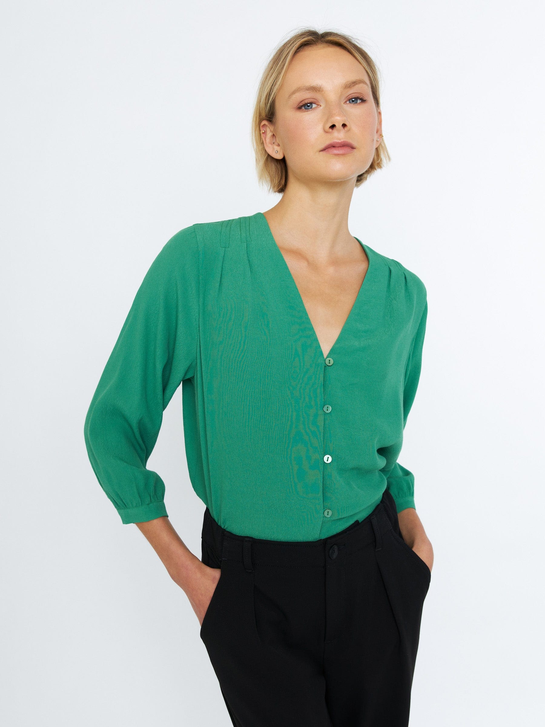 tops - Monk & Lou - Colette Pleated Blouse - PLENTY