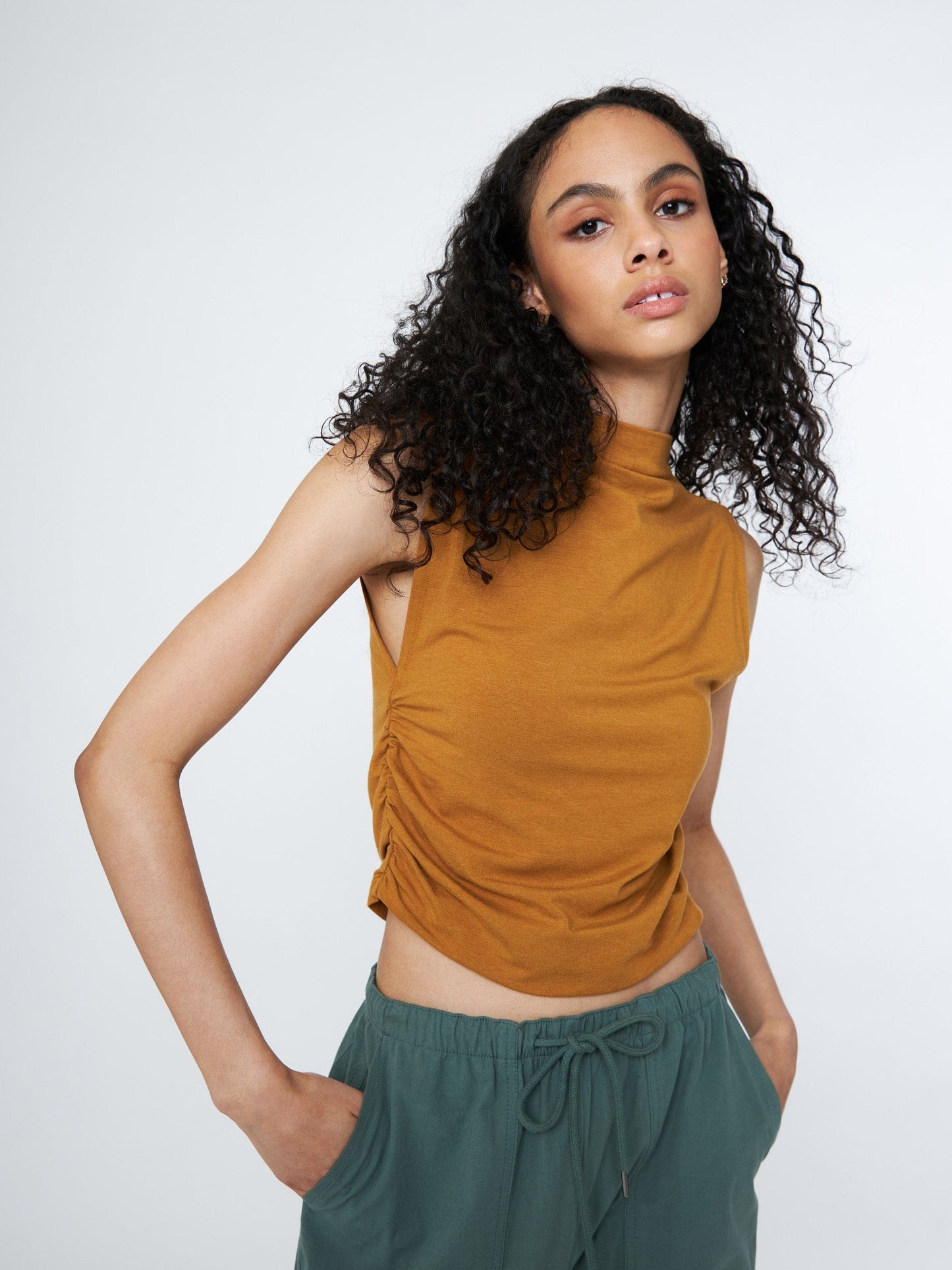 Monk & Lou tops Cinnamon / XXS Shona Mock Ruched Shell