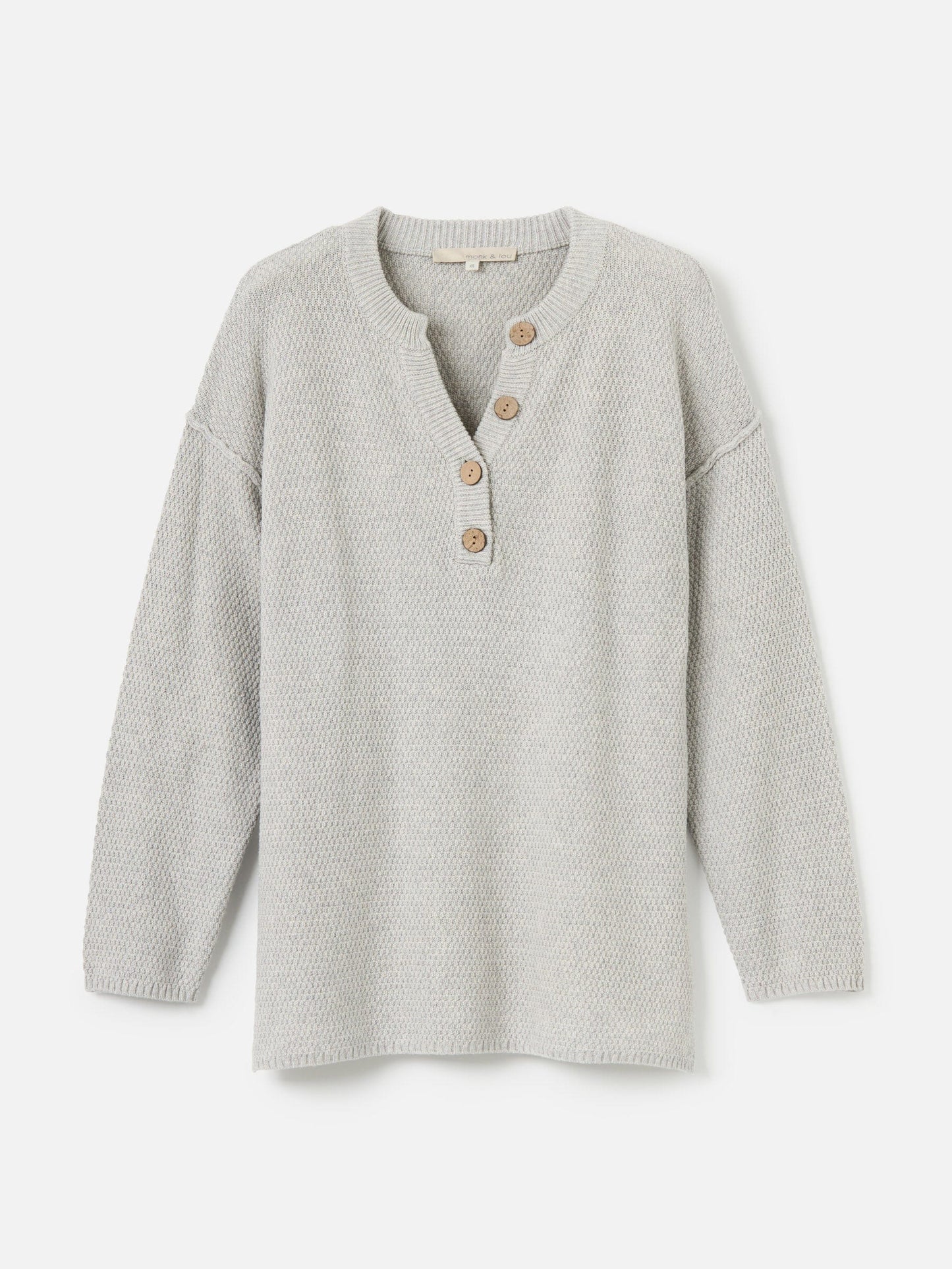 MONK & LOU TOPS Light Gray / 2XS Joti Relaxed Henley