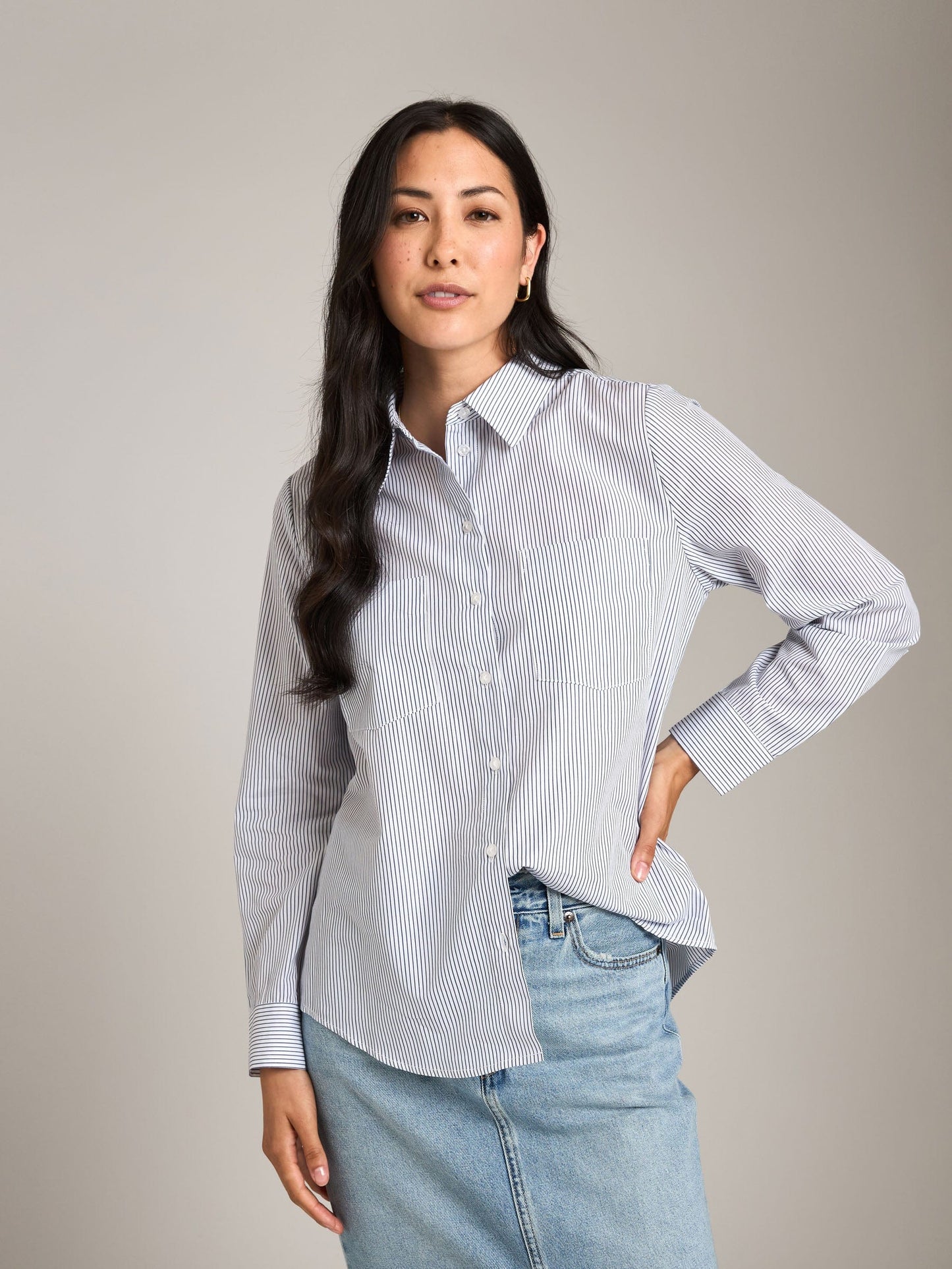 TOPS - Monk & Lou - Tara Stripe Button Up Shirt - PLENTY