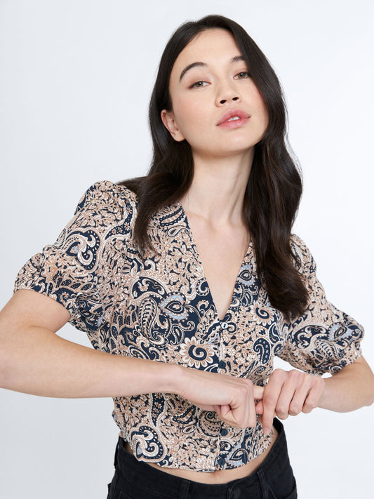 Monk & Lou tops Paisley / XXS Aisha Paisley Puff Sleeve Blouse