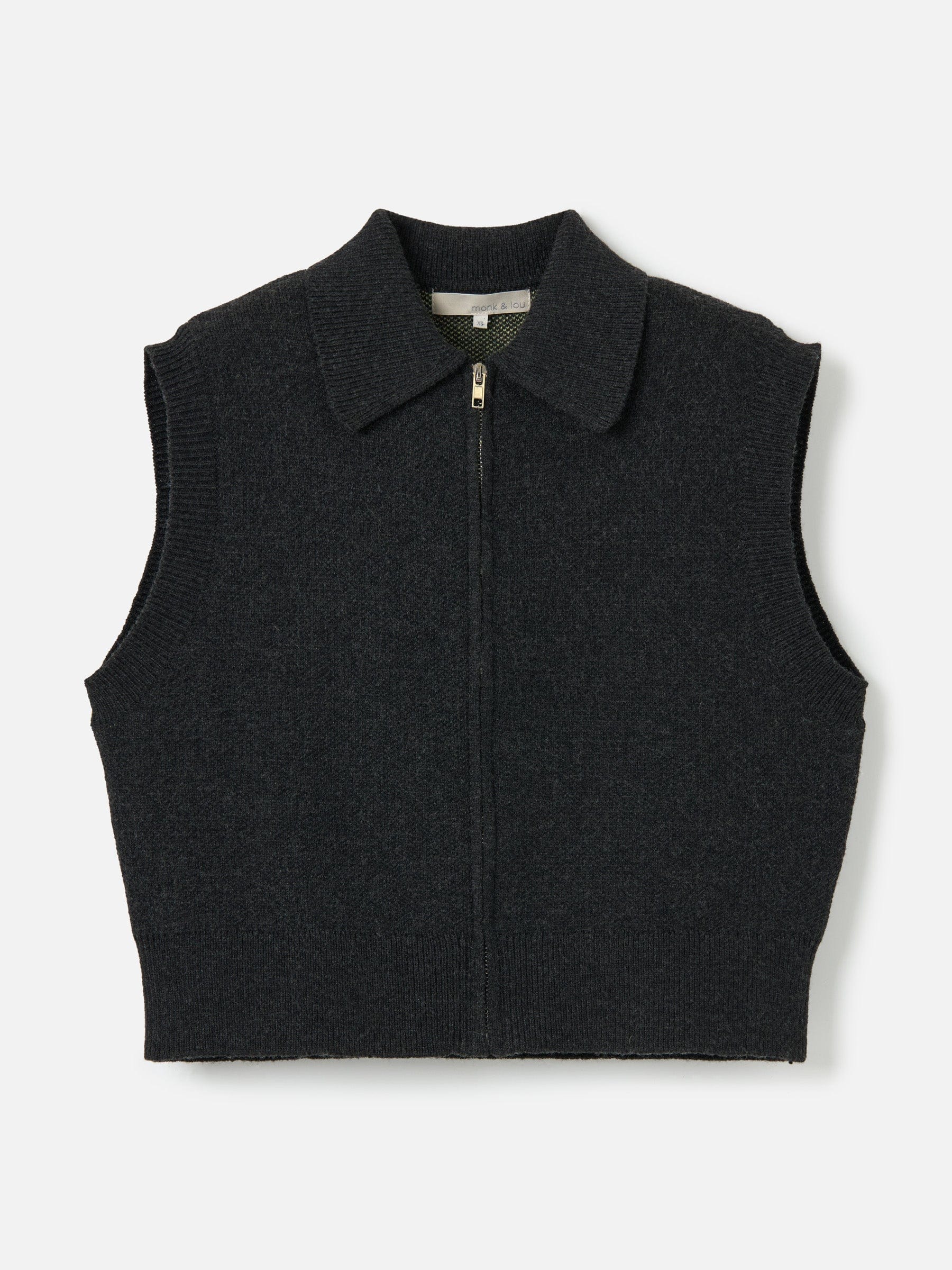 Monk & Lou sweater Sesame / 2XS Joon Zip Up Knit Vest