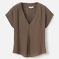 Monk & Lou tops Taupe Brown / 2XS Ana Short Sleeve Blouse