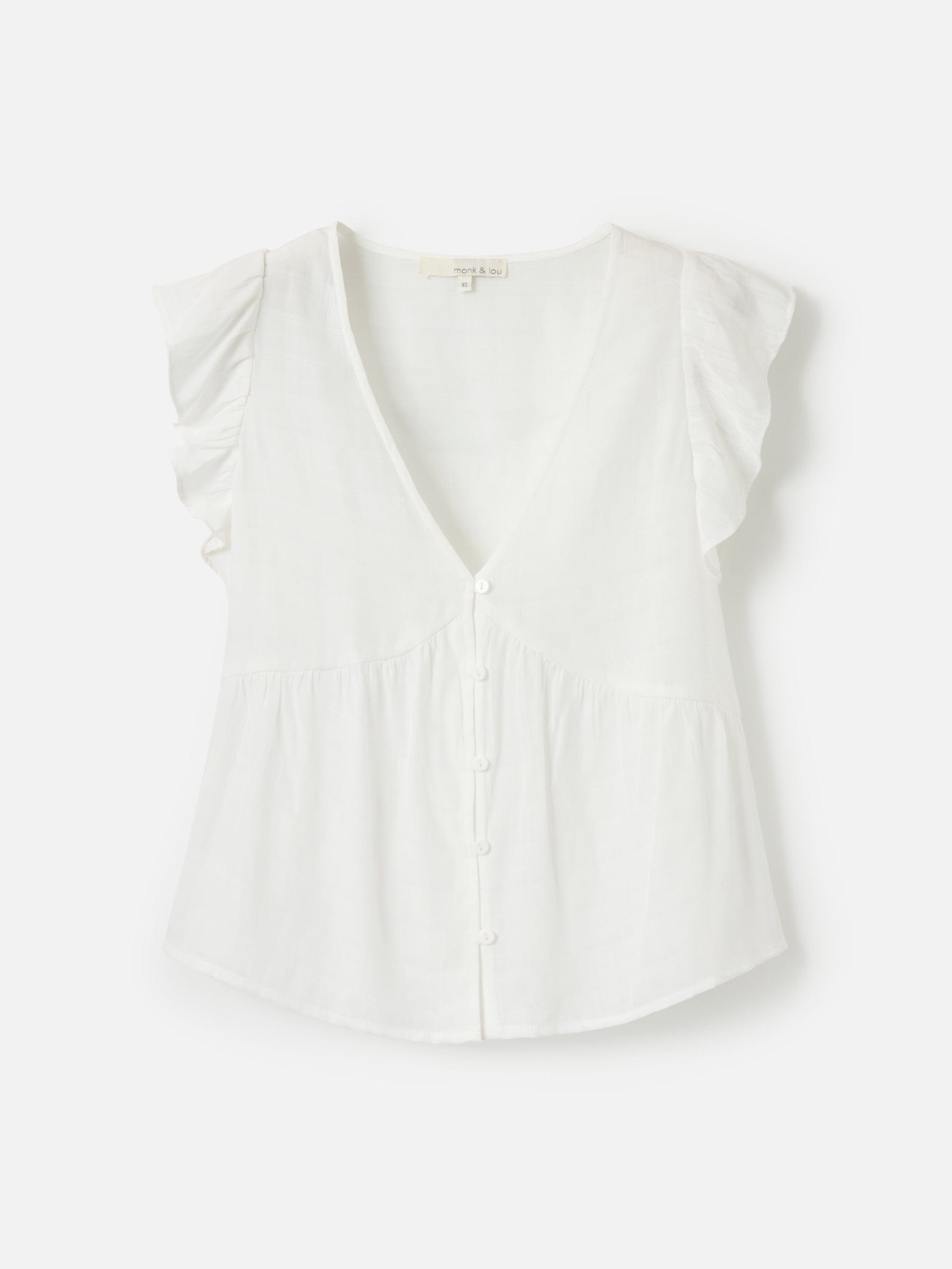 Monk & Lou TOPS White / 2XS Claris Waterfall Sleeve Blouse