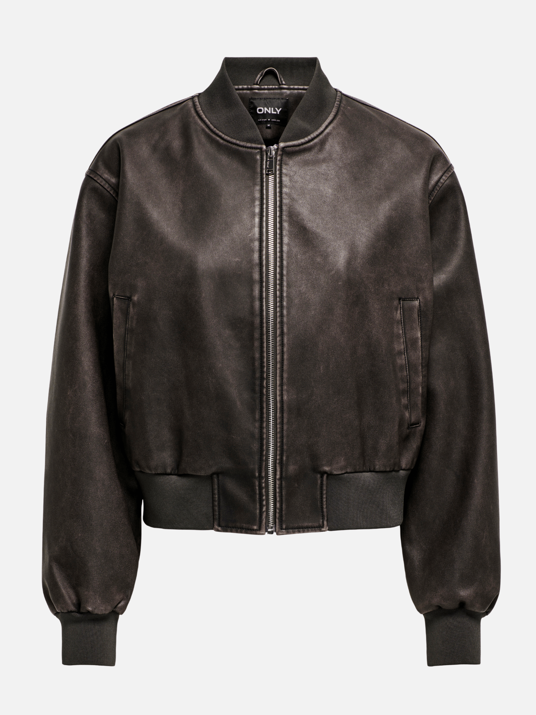 Jane Faux Leather Bomber Jacket