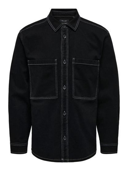 ONLY&SONS BUTTON DOWN SHIRTS ONLY&SONS DAGO BLACK 0727 PIM DNM OVERSHIRT