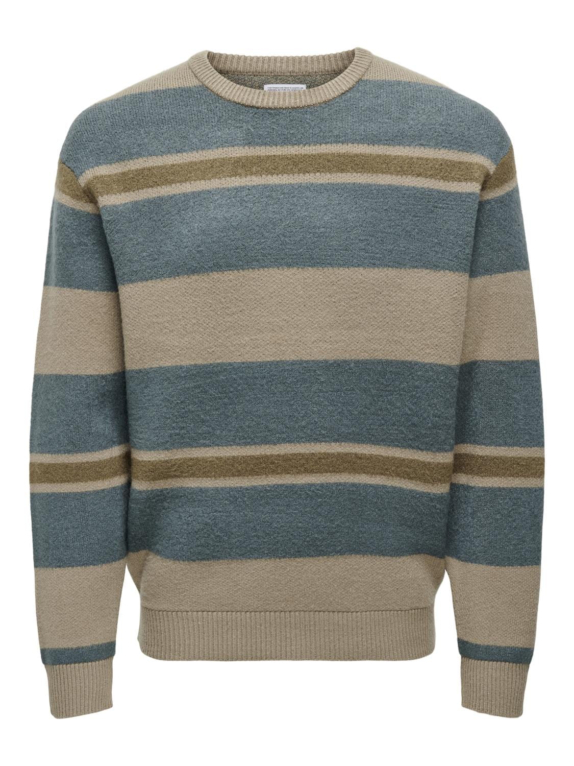 ONLY&SONS PULLOVER ONLY & SONS FOREST REG 12 STRIPE CREW KNIT