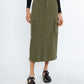 PGD BOTTOMS Marion Cargo Maxi Skirt - Kelp