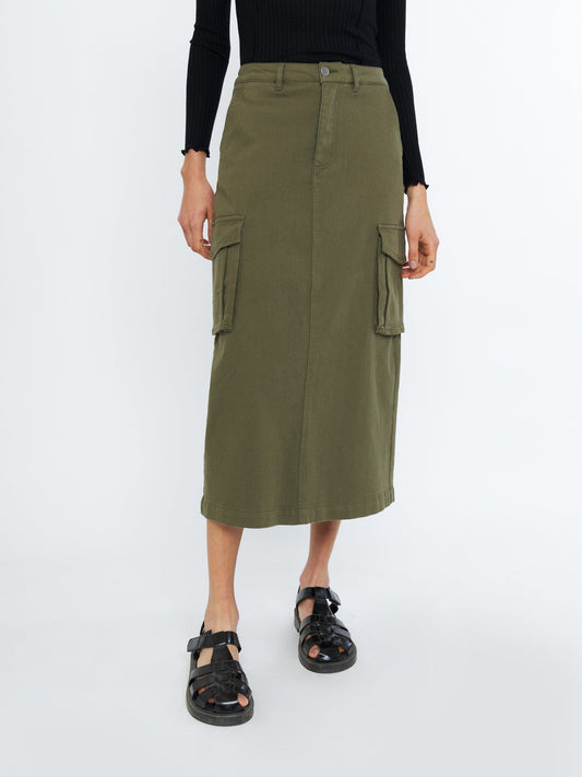 PGD BOTTOMS Marion Cargo Maxi Skirt - Kelp