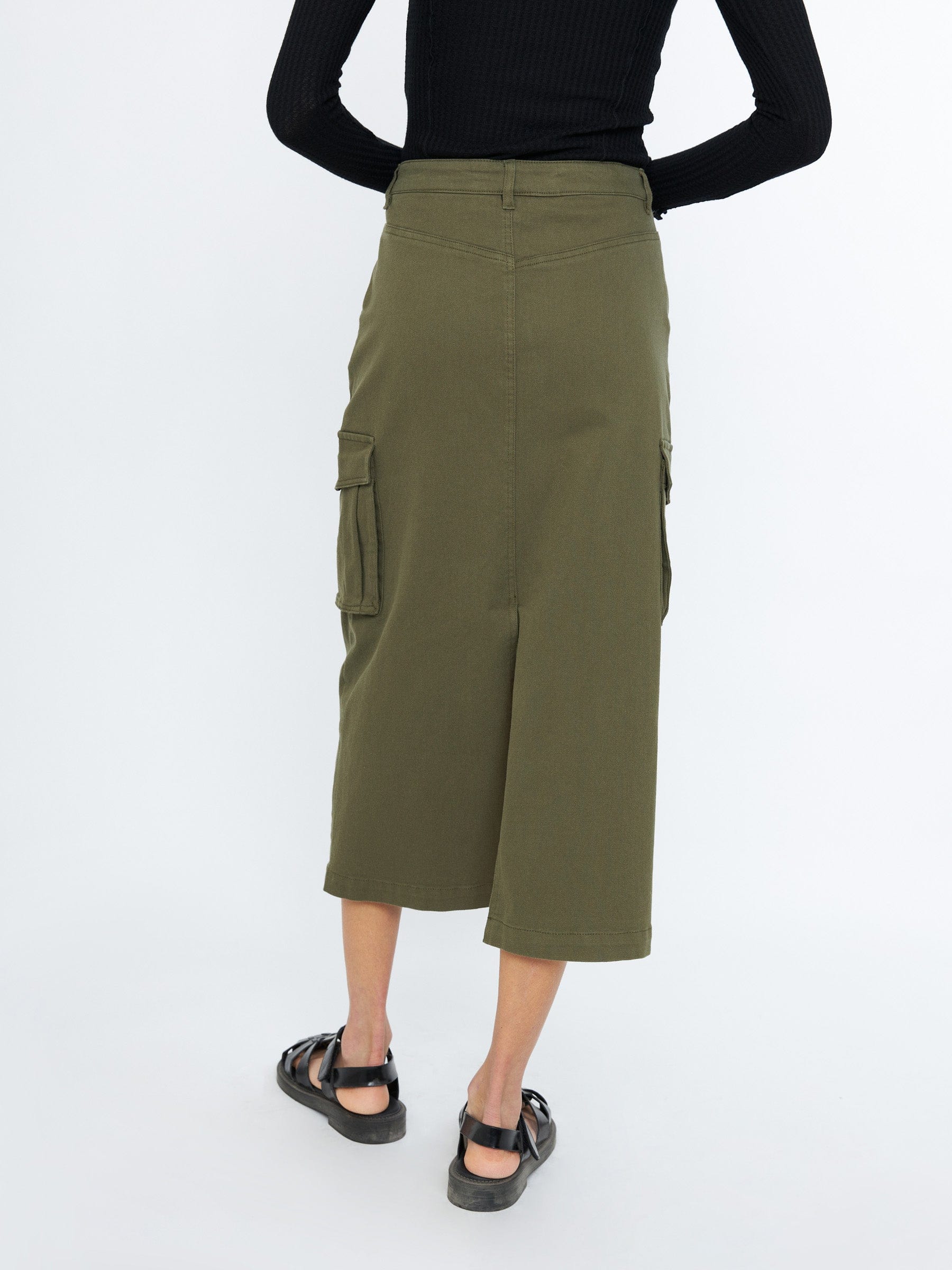 PGD BOTTOMS Marion Cargo Maxi Skirt - Kelp