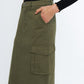 PGD BOTTOMS Marion Cargo Maxi Skirt - Kelp