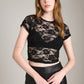 PGD TOPS Black / 2XS Rose Lace Tamar Baby Tee