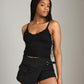 PGD TOPS Black / L Pointelle Rib Briony Crop Lace Trim Cami