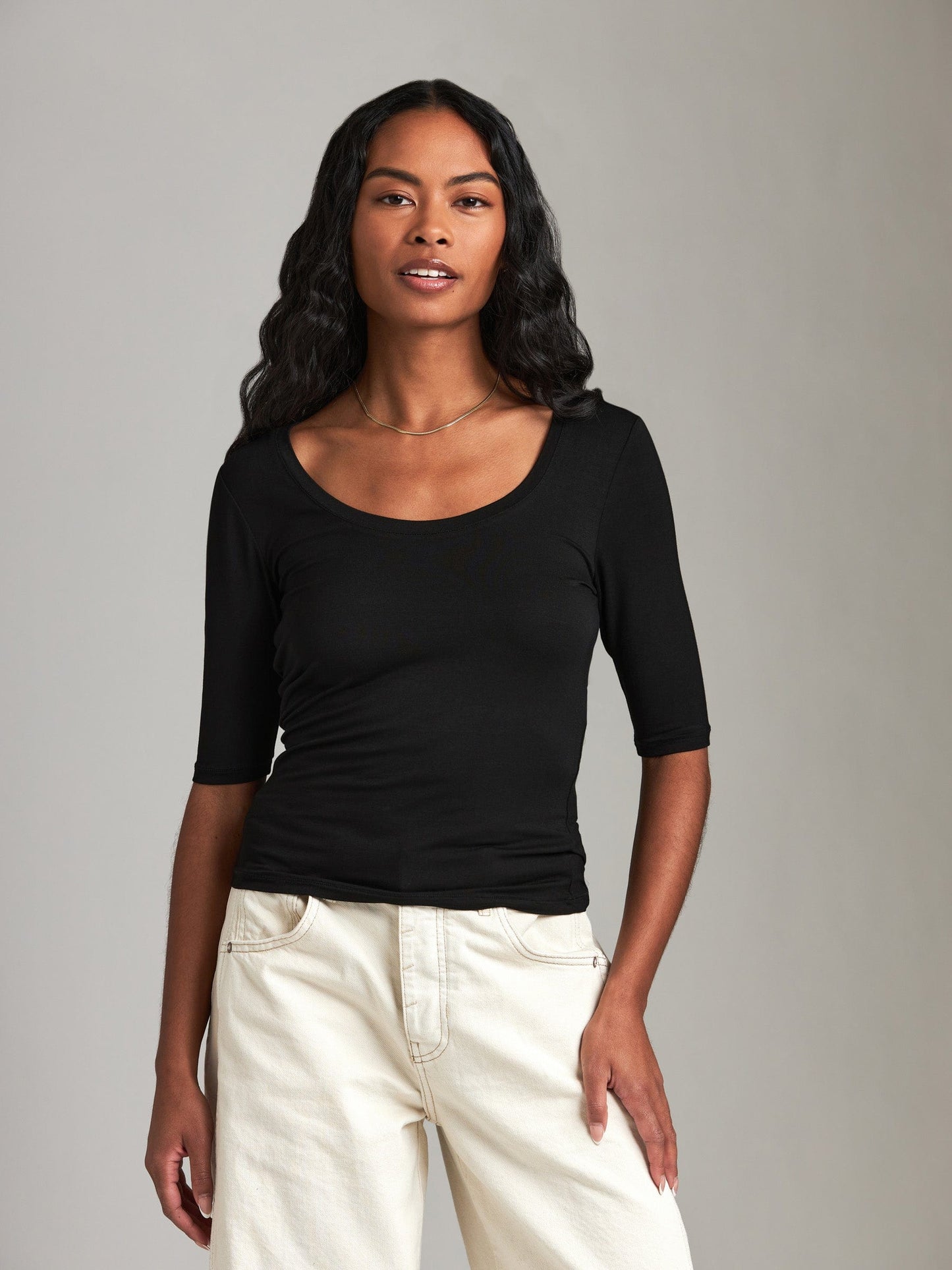 TOPS - Ribbon Luxe - Modal Sherwood Scoop Neck Top - PLENTY