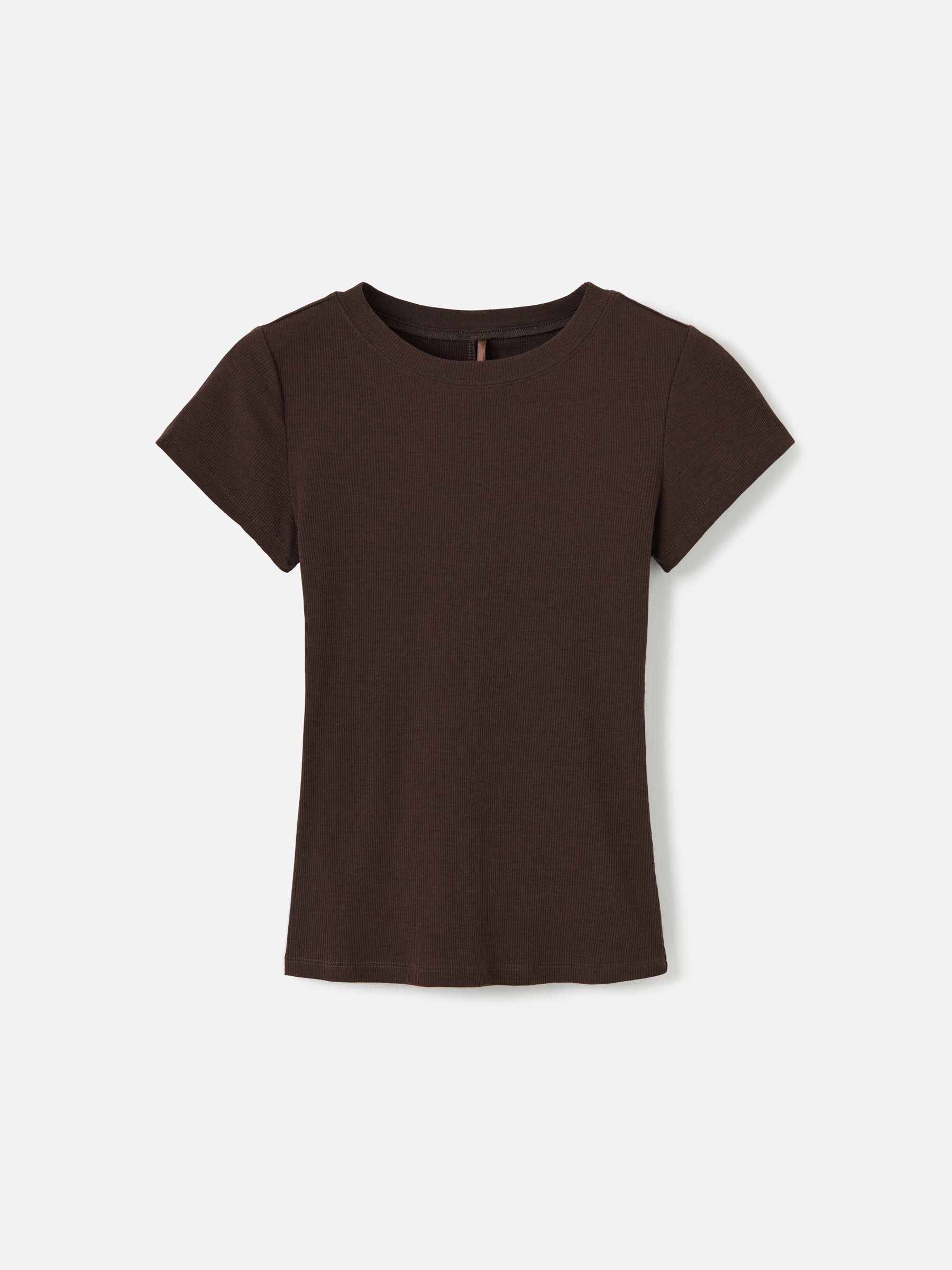 Ribbon Luxe tops Coffee Bean / XS Babyrib Sara Baby Tee