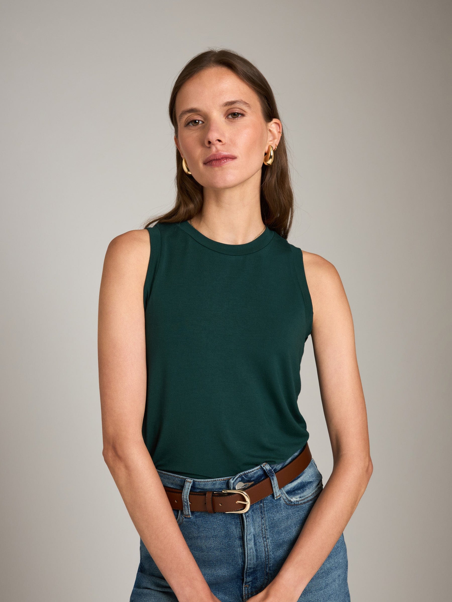 Ribbon Luxe TOPS Dark Green / 2XS Estella Shell Tank