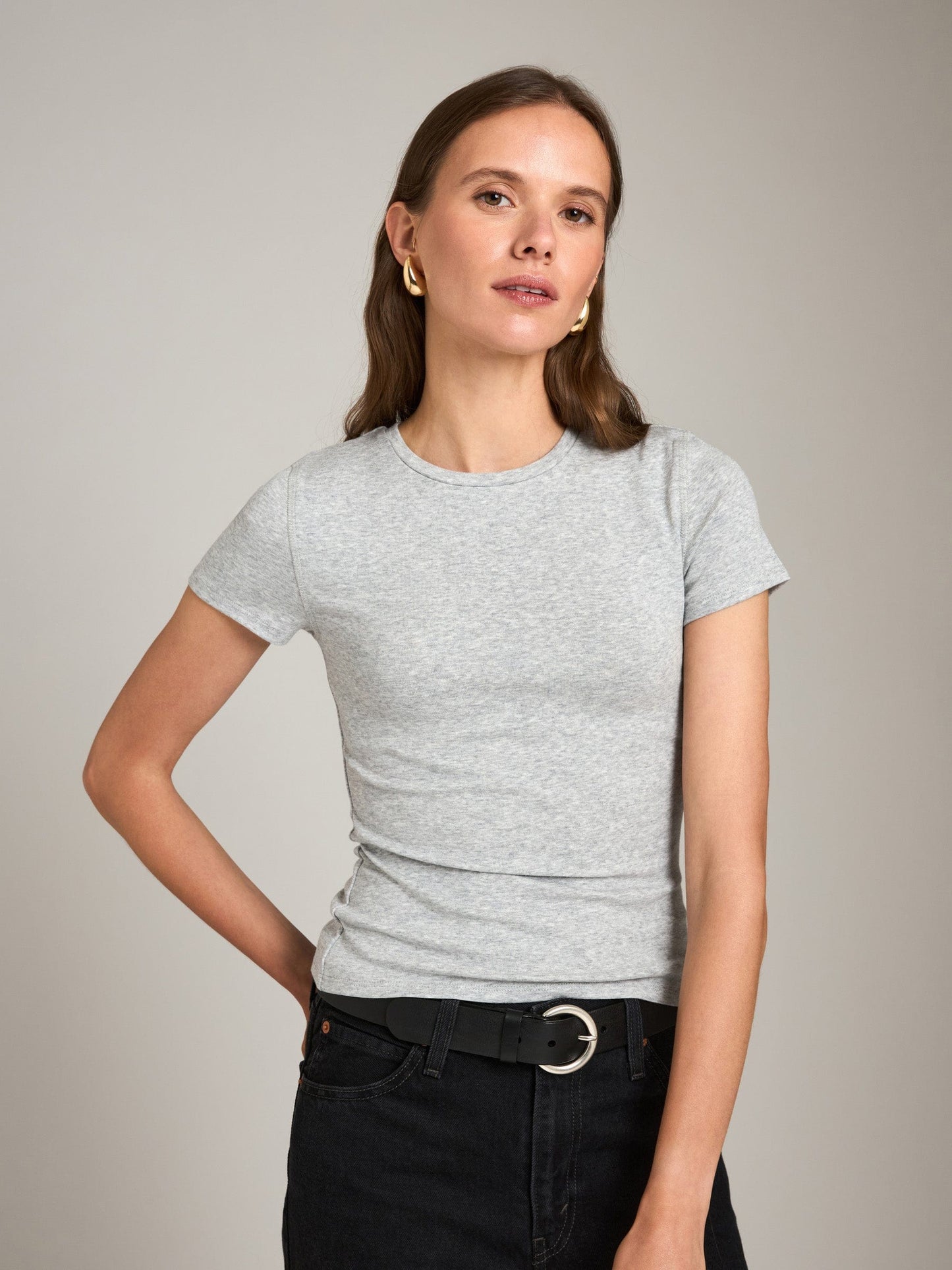 tops - Ribbon Luxe - Cotton Stretch Toni Crewneck T Shirt - PLENTY