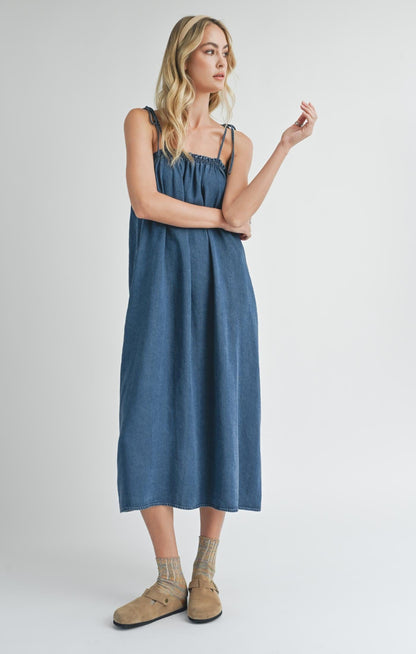 SADIE & SAGE dresses Dark Chambray / XS Archives Tie Strap Dress