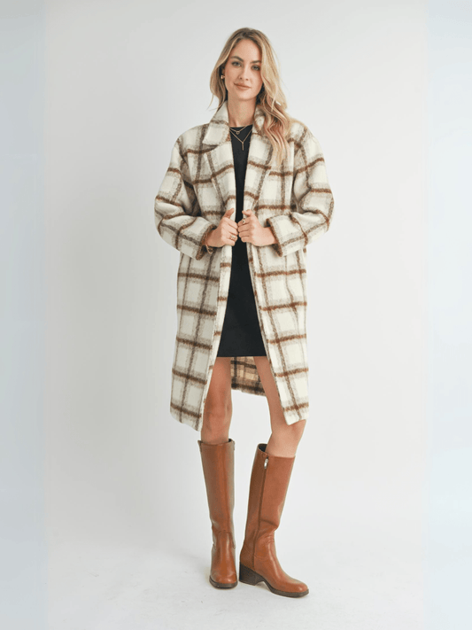 SADIE & SAGE OUTERWEAR Emily Long Window Pane Coat