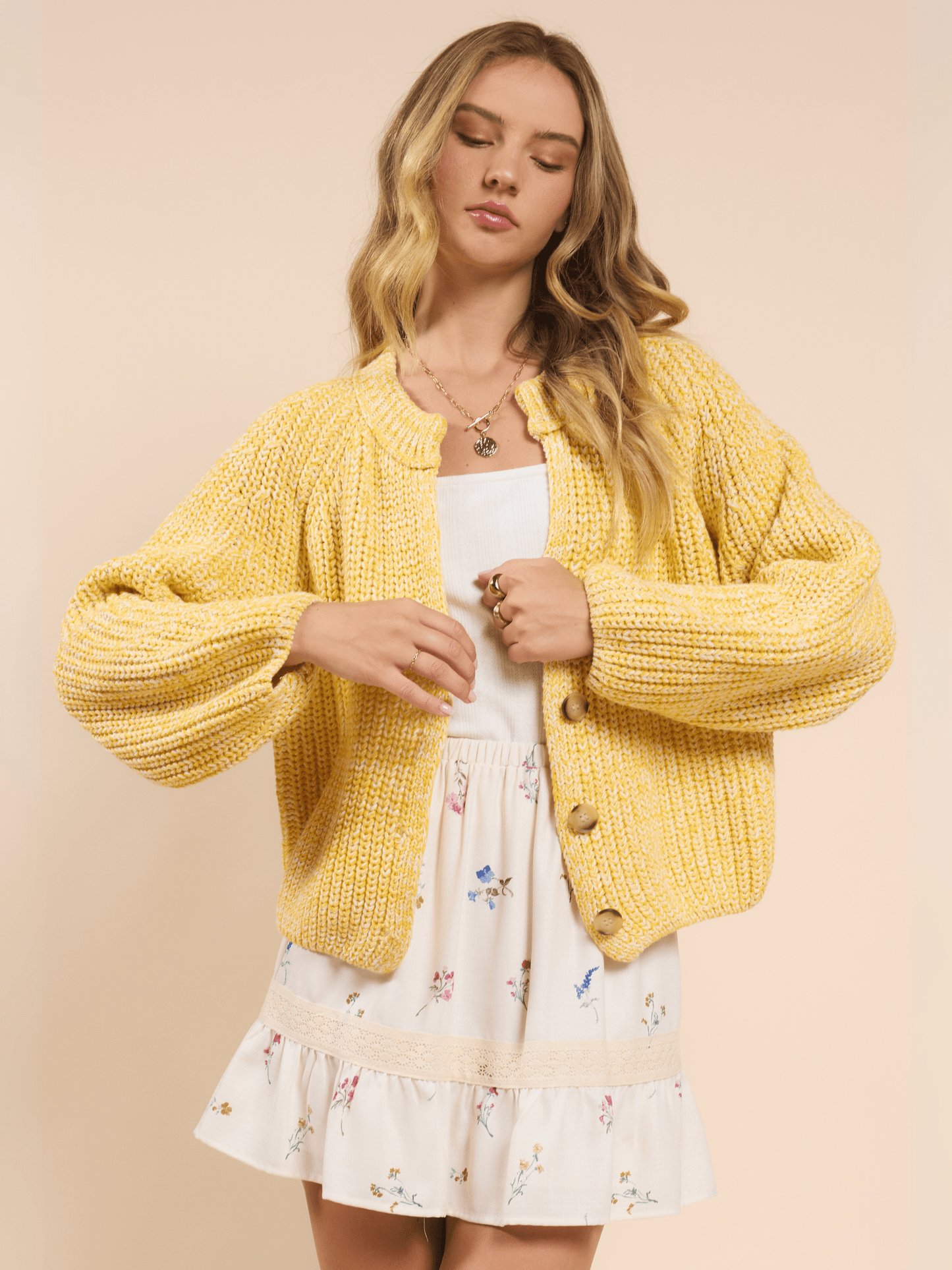 SADIE & SAGE TOPS Lemon / XS Sunroof Half Button Cardigan