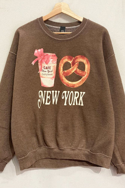 SWEET CLAIRE sweater Coffee Liqueur / S/M New York Pretzel Sweatshirt