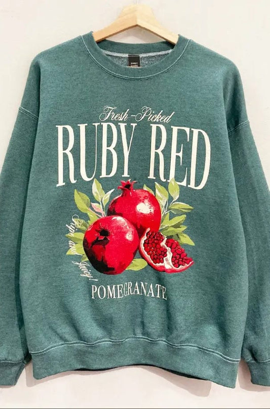 SWEET CLAIRE PULLOVERS SWEET CLAIRE RUBY RED POMEGRANATE SWEATSHIRT