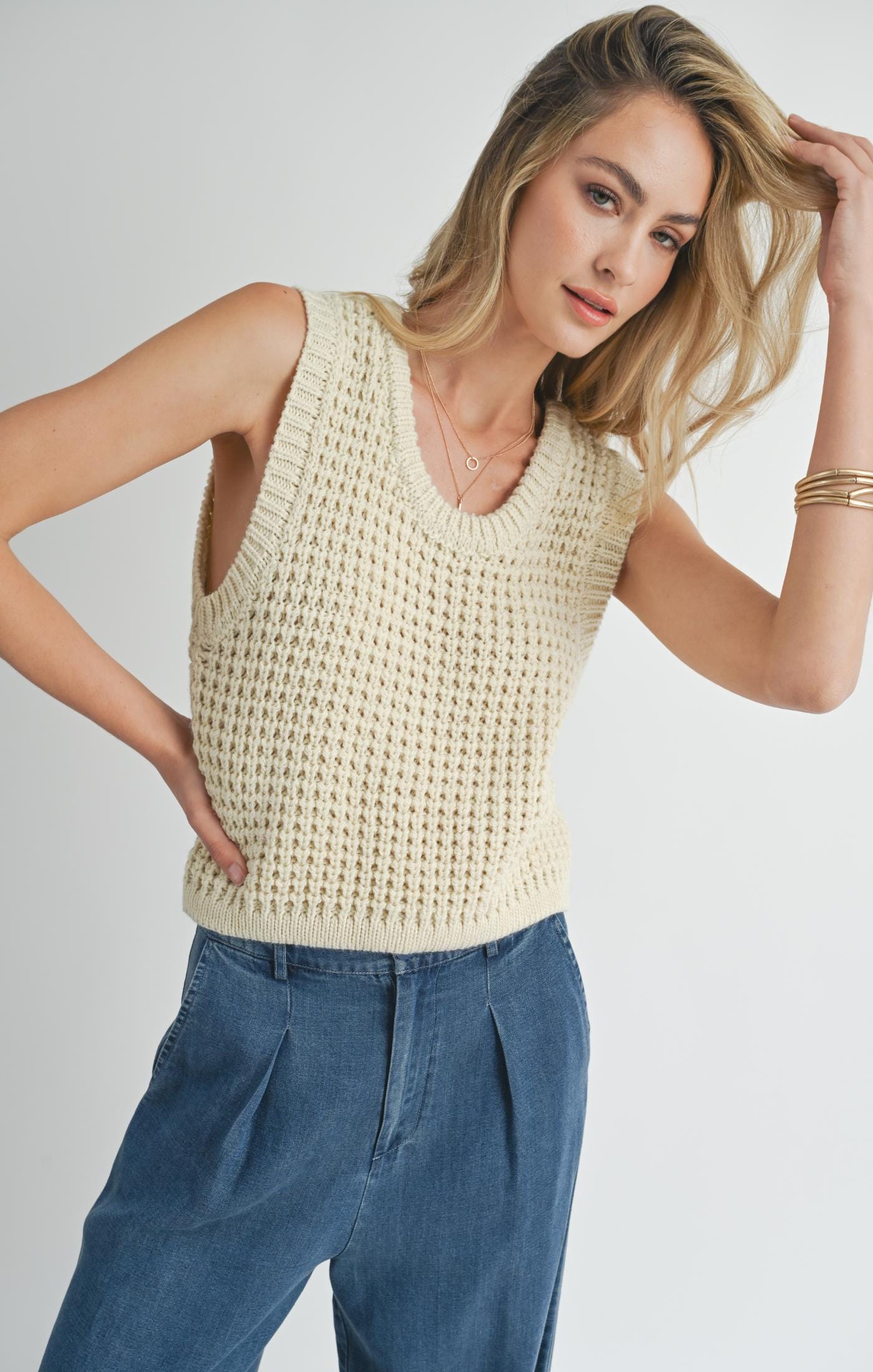 Sweater - SADIE & SAGE - Elsie Sweater Tank - PLENTY