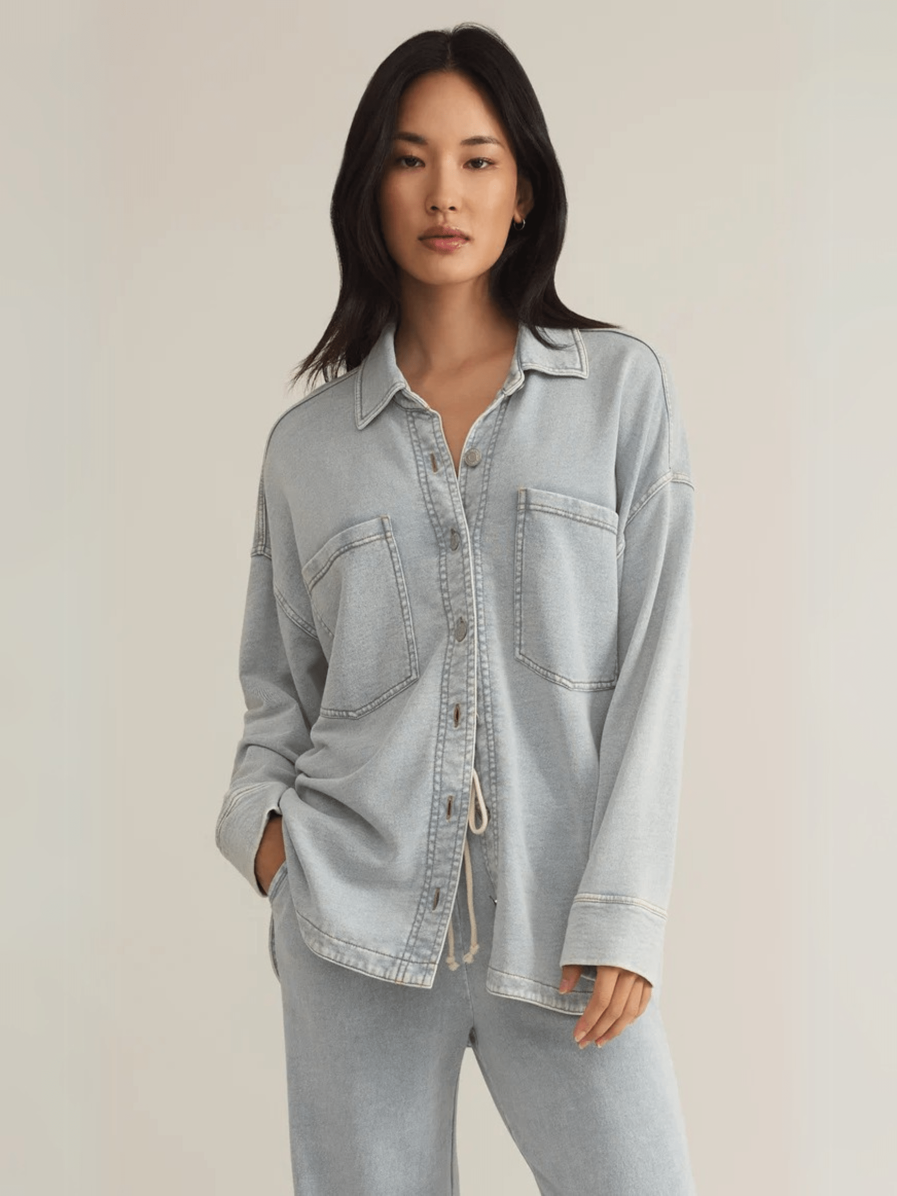 Z SUPPLY TOPS All Day Denim Knit Jacket