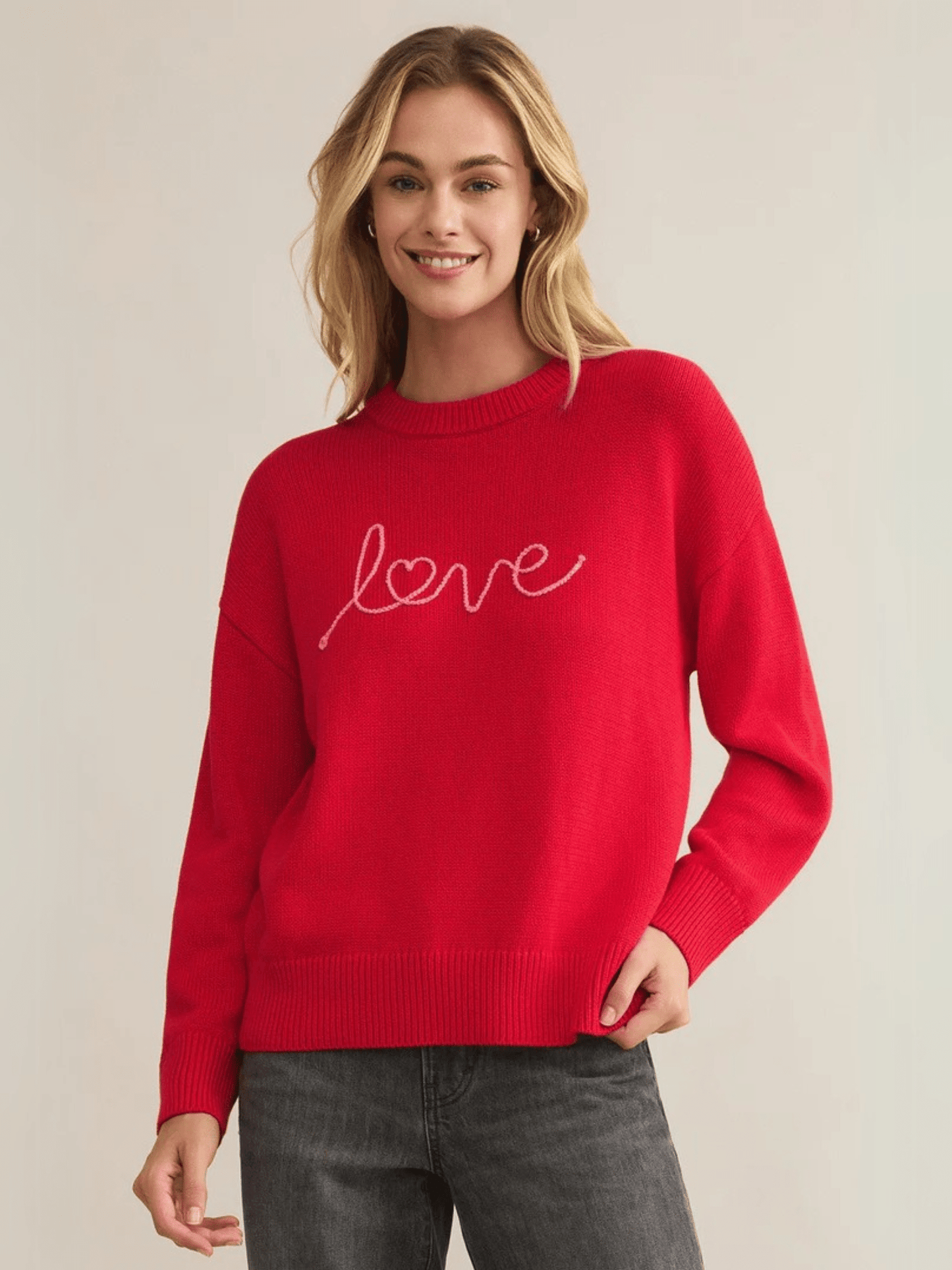 Z SUPPLY TOPS Cherry / XS Love Notes Boyfriend Sweater