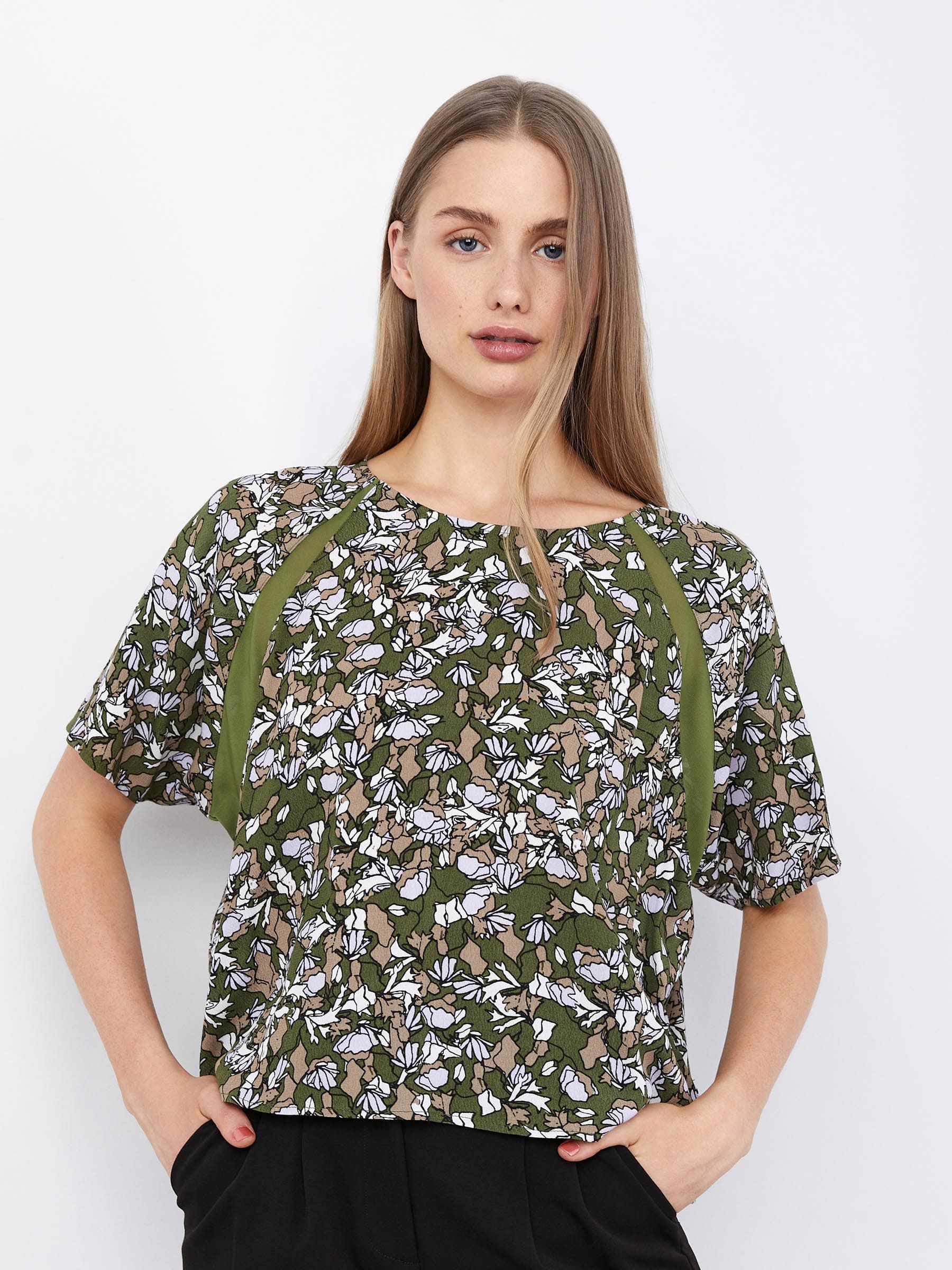 Monk & Lou TOPS Vines Chives / XXS Print Jora Blouse