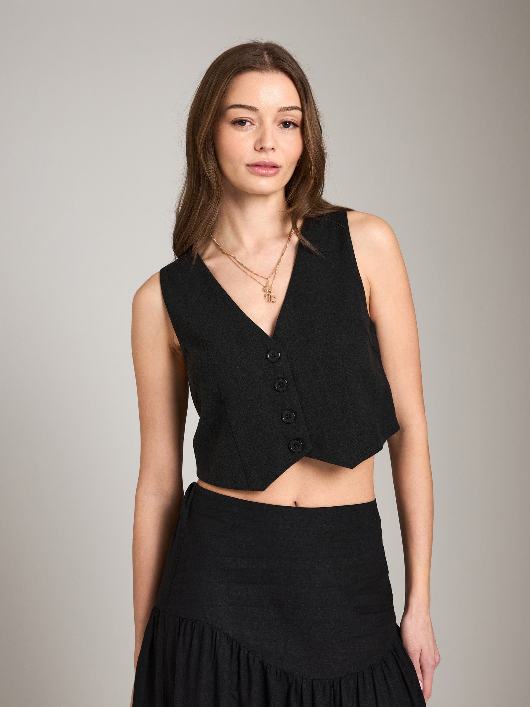 Linen Blend Cass Crop Vest