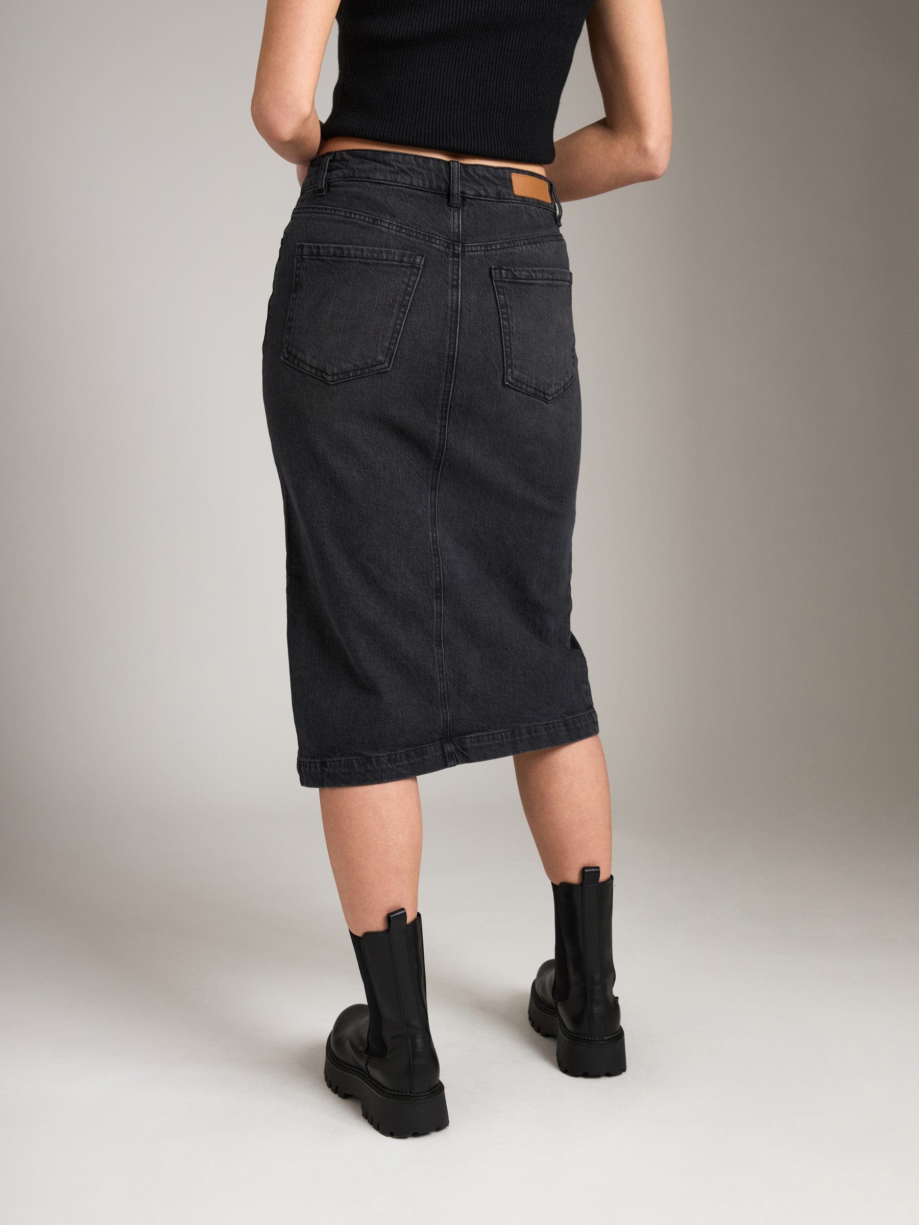 Denim - Tailor Made - Seville Denim Midi Pencil Zip Skirt - PLENTY